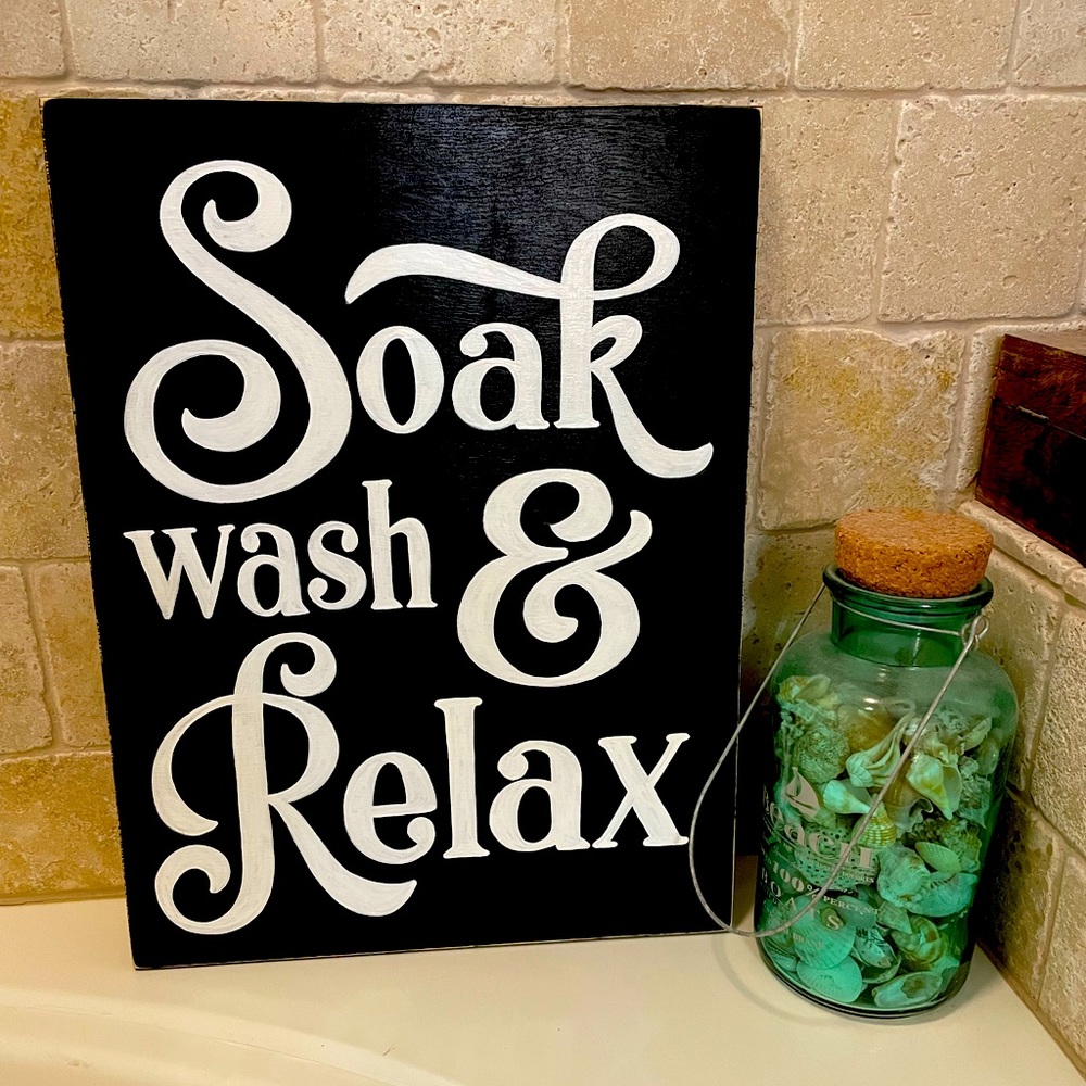 Bathroom Wooden Sign